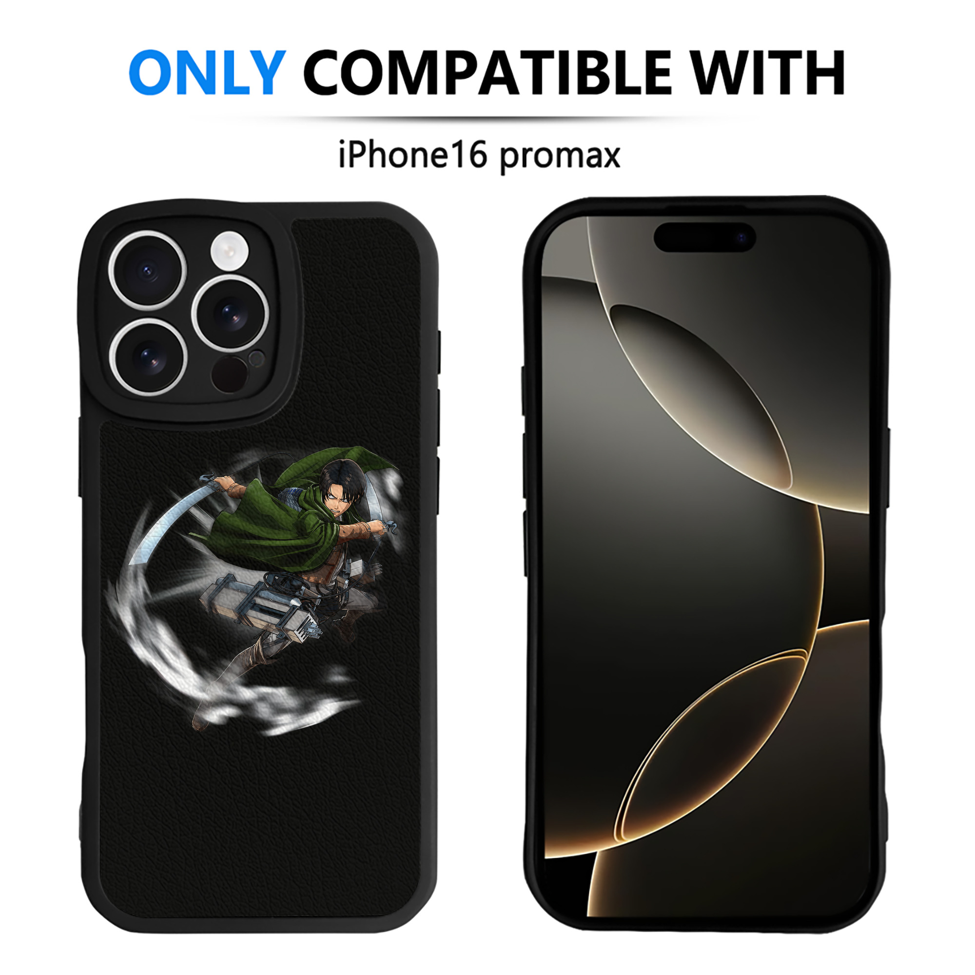 （画像用） 進撃の巨人 リヴァイ·アッカーマン Attack on Titan Levi Ackerman 【iPhone 16シリーズ対応】シリコンスマホケース（レザー調） 材質：シリコン
